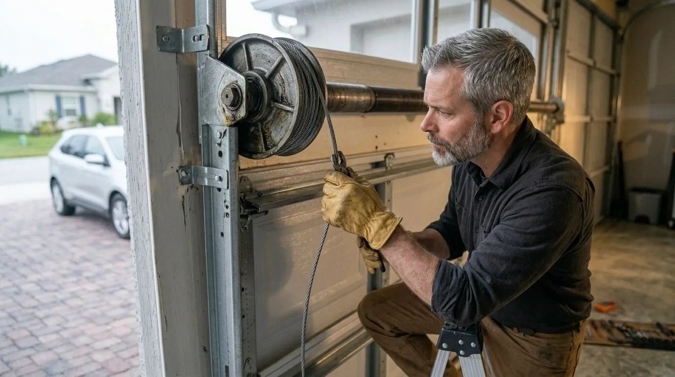 Garage door components checked during maintenance