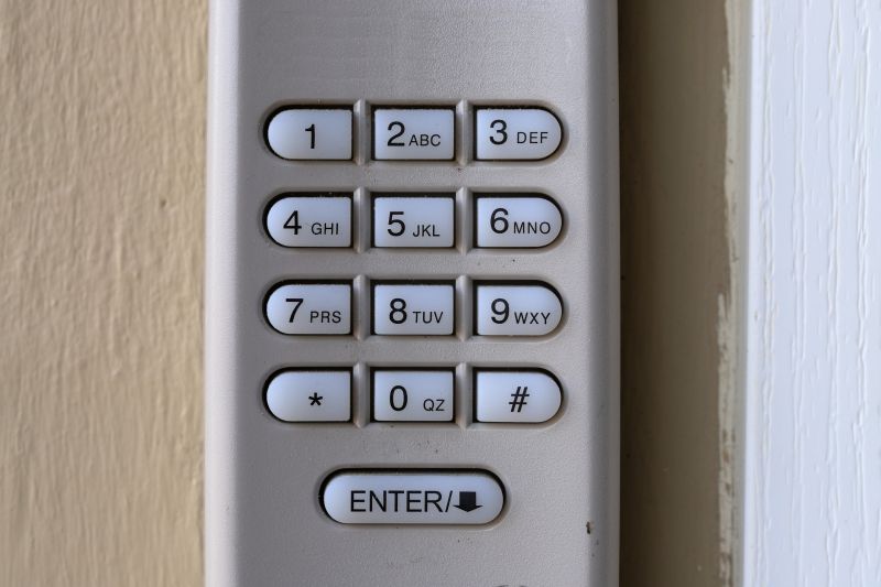 Garage door opener keypad mounted on the wall